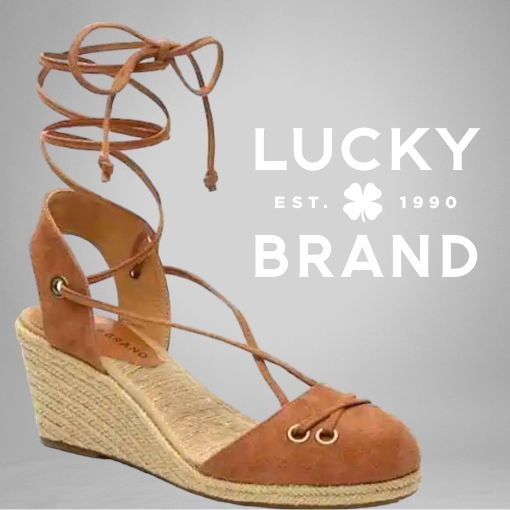 Lucky Brand Women's Keller Suede Leather Wedge Espadrille Sandals Size 7M